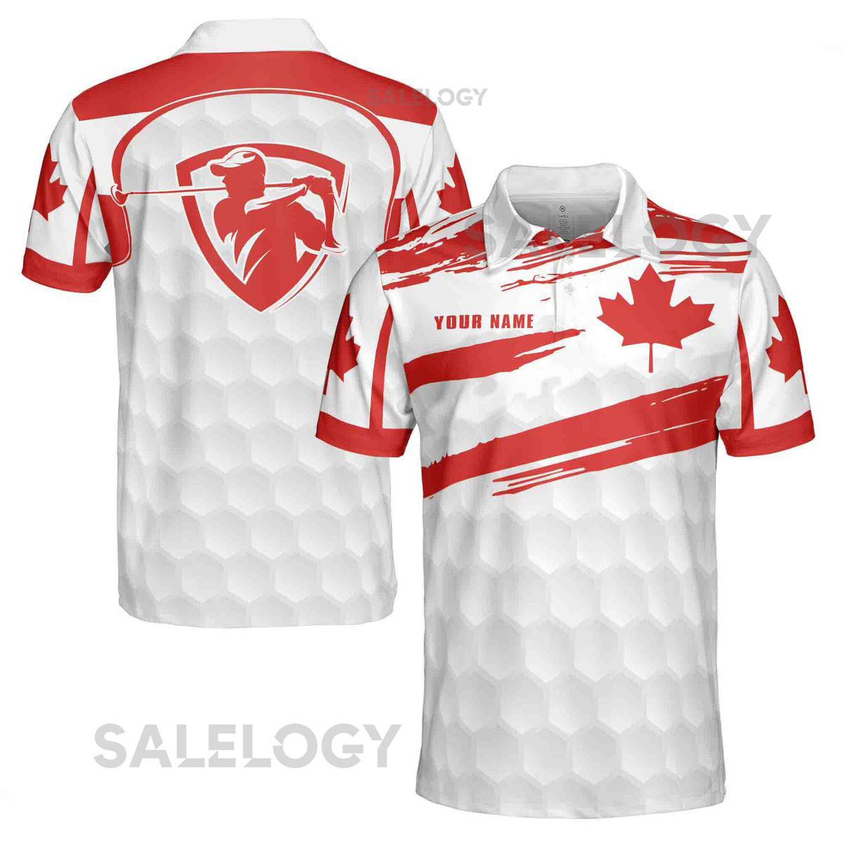 Personalized Name Canada Flag Golf Team Maple Tree 3D Polo Shirt Size S-5XL_569
