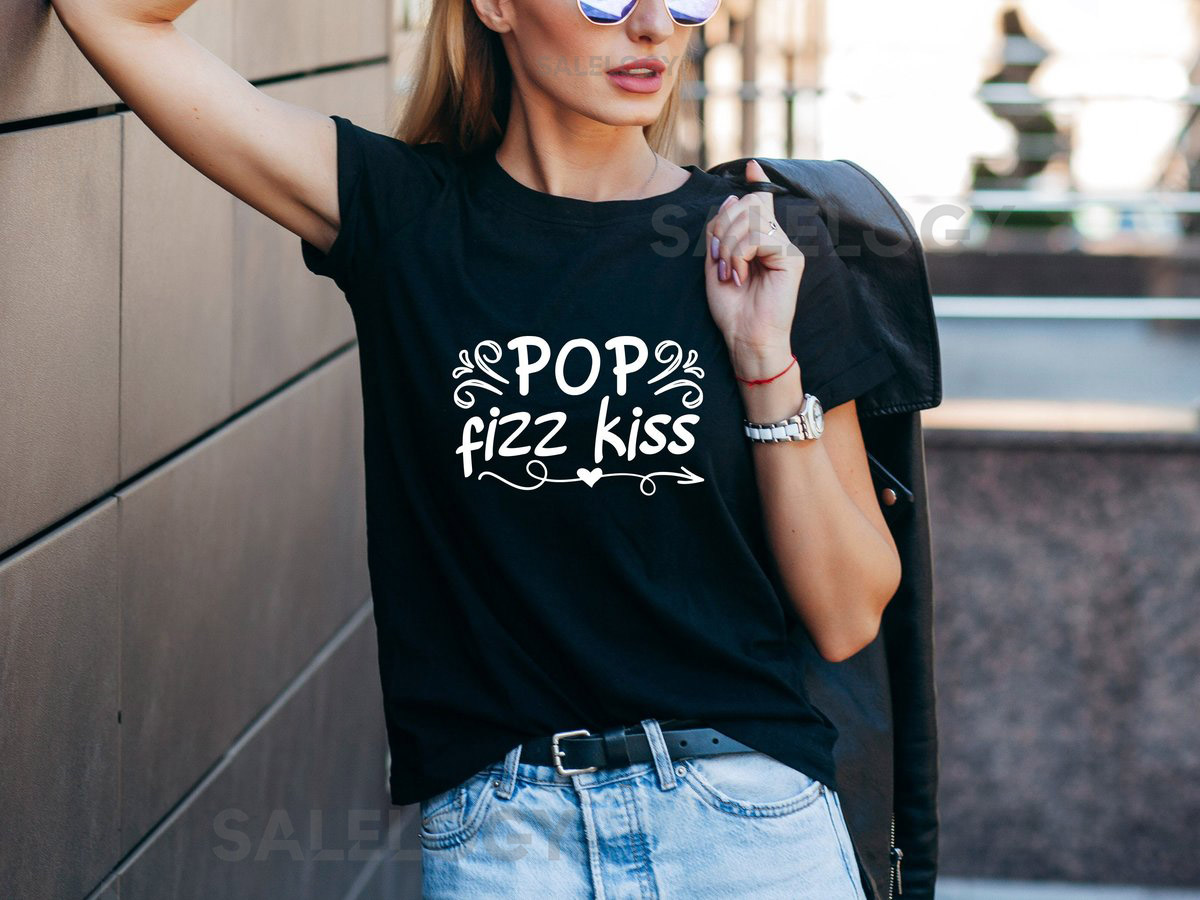 Pop Fizz Kiss T-Shirt - Customized Graphic Unisex Tee - Casual Wear - Wedding Vibes - Celebrate Love Romance -Special Moments-Couples Gift_818
