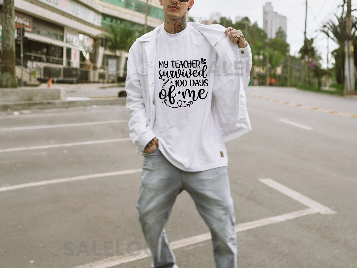 My Teacher Survived 100 Days of Me T-Shirt - Customized Graphic Unisex Tee - Gift For Teacher's Day - Teacher Appreciation Tee_749