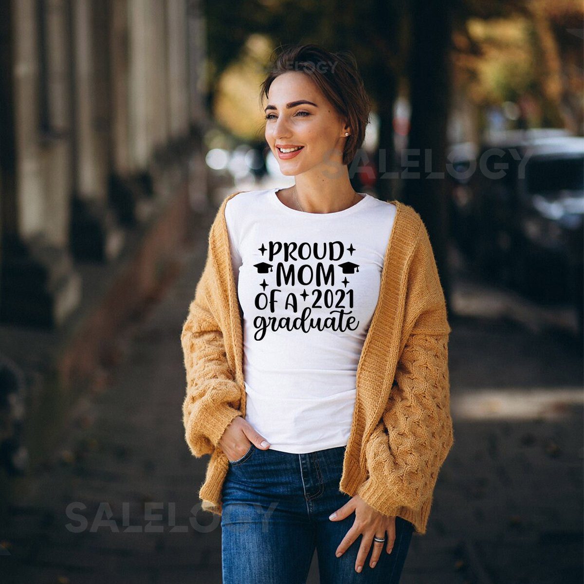 Proud Mom of a 2021 Graduate T-Shirt - Customized Graphic Women Tee - Parental Pride - Graduation Celebration - Proud Mom - Supportive Mom_835