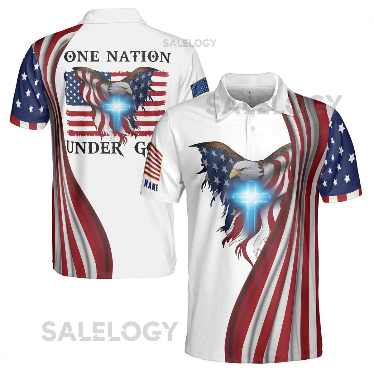 Customizable American Pride Eagle Men39s Polo Shirt 4th of July Patriotic Style_246