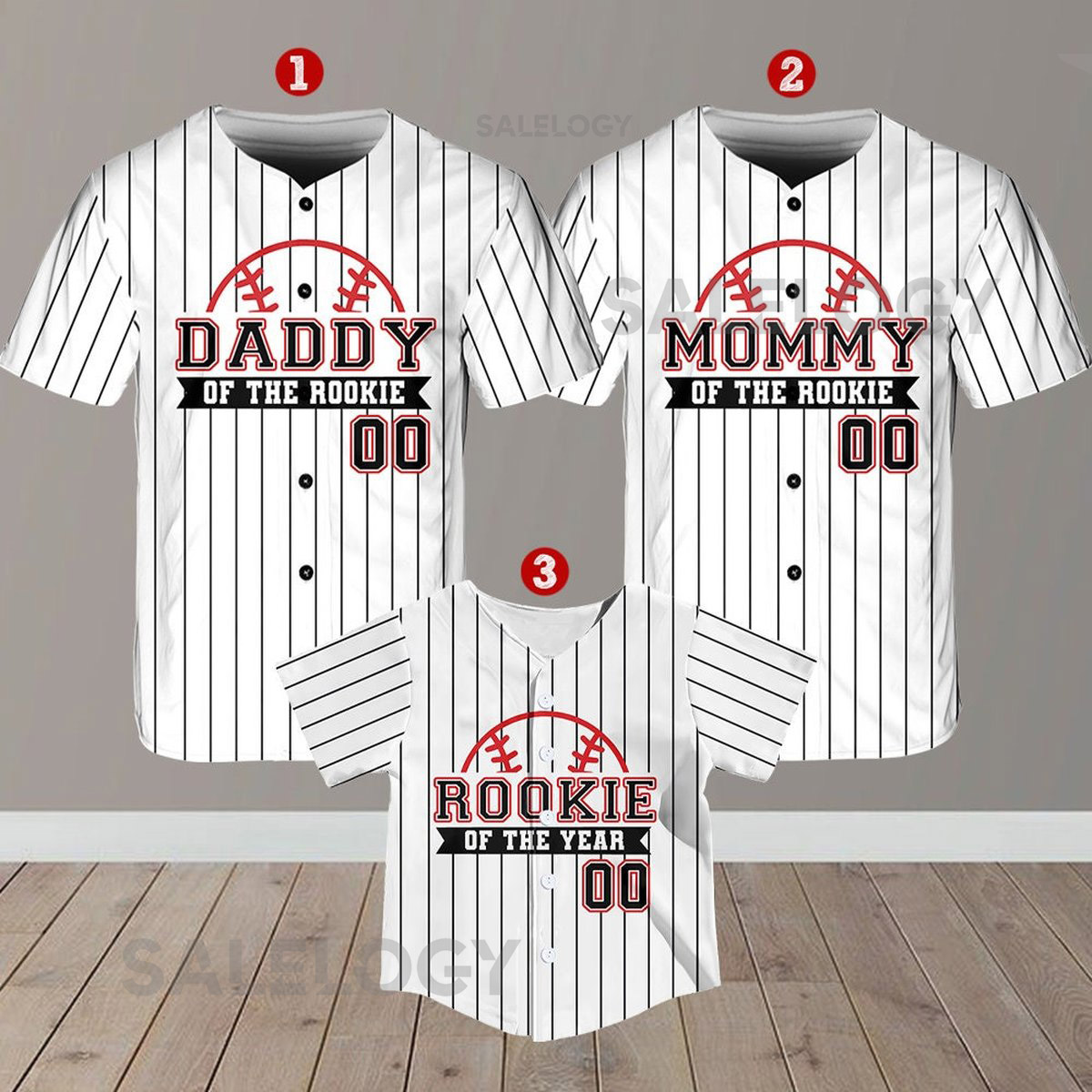Personalized Mommy Daddy Of the Rookie Baseball Jersey Custom Name Number Shirt Rookie Of The Year Jersey Family Matching Outfits_258
