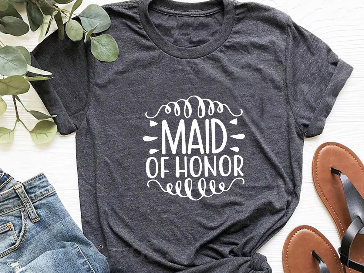 Maid of Honor T-Shirt - Customized Graphic Girls Tee - Bachelorette Party - Wedding Preparations - Bridal Party Tee - Bridesmaid Tee_666