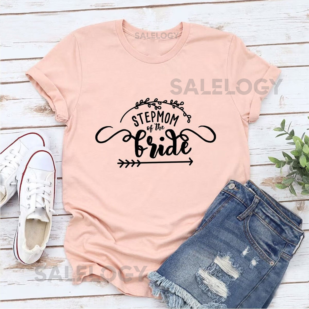 Stepmom of the Bride T-Shirt - Customized Graphic Women Tee - Casual Wear - Wedding Moments - Blended Family - Special Wedding Role_952