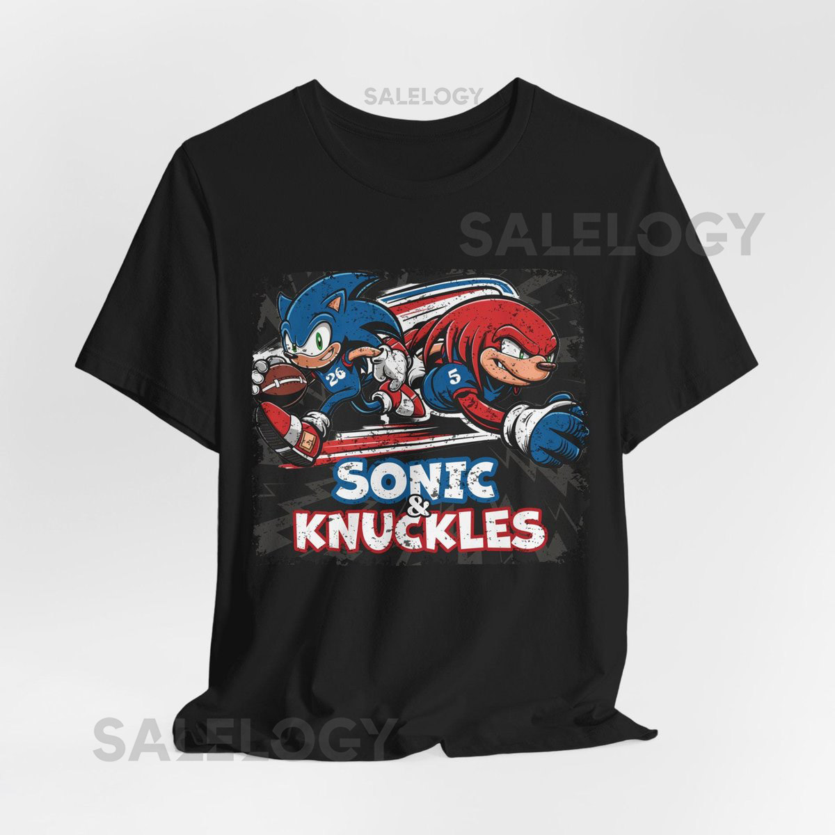 Sonic and Knuckles NFL Football T-Shirt Gibbs Montgomery and Detroit Lions_651
