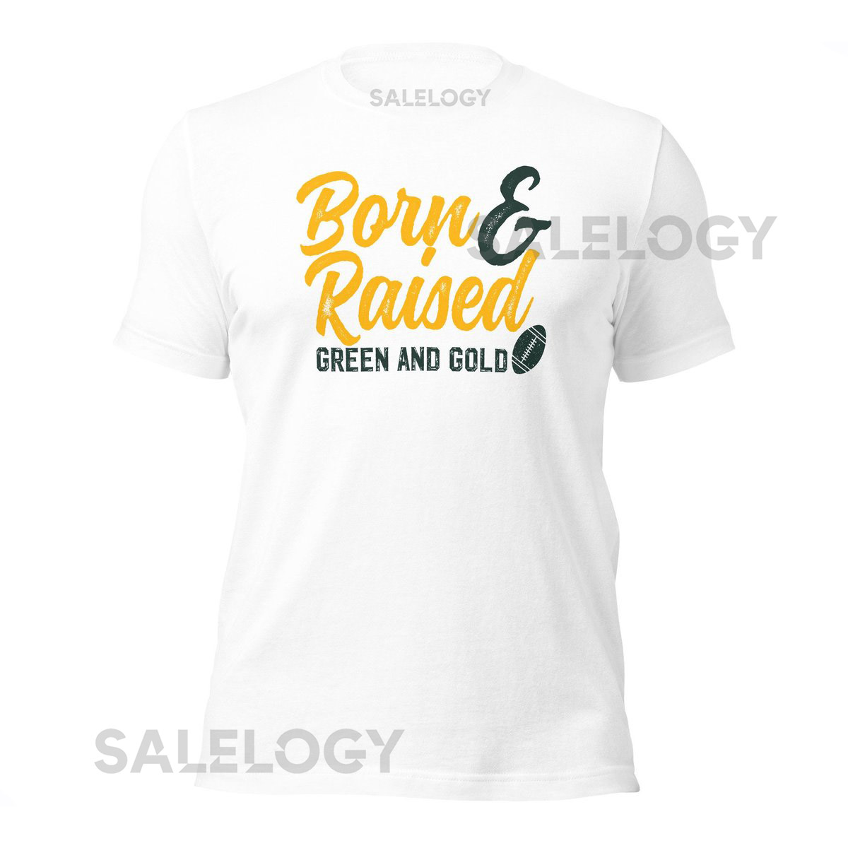 Born and Raised Green and Gold Unisex Bella Canvas T Shirt Green Bay Packers Go Pack Go Boutique T-shirt_38