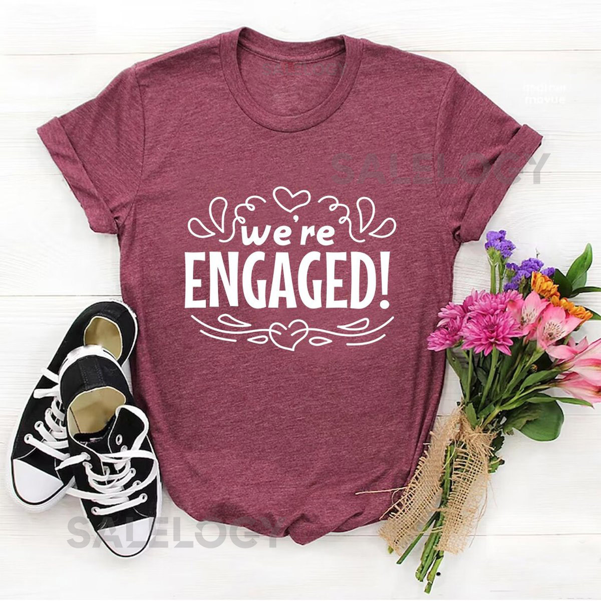 We're Engaged T-Shirt - Customized Graphic Unisex Tee - Casual Wear - Engagement Vibes - Engaged Couple Gift Tee - Wedding Celebrations_1172