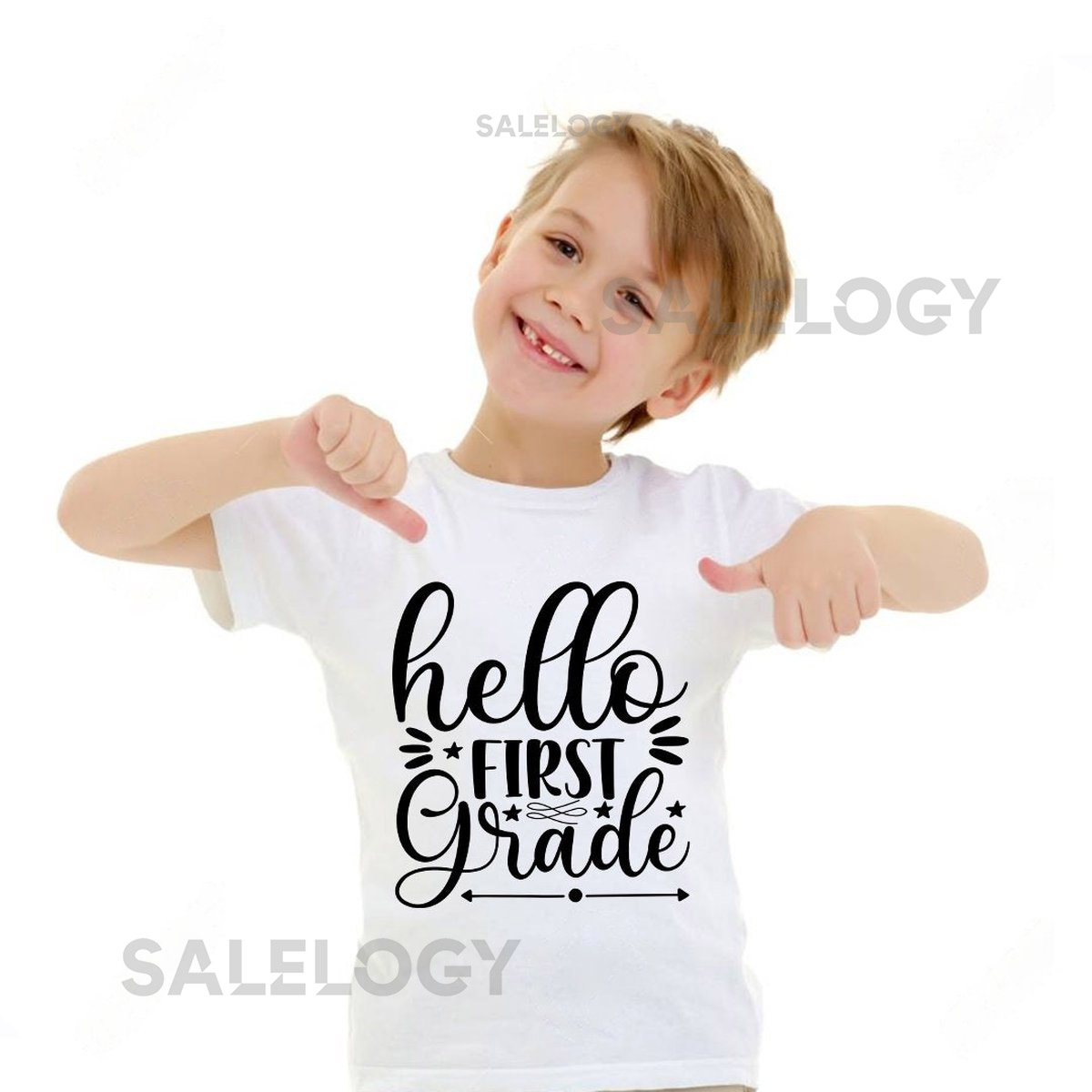 Hello First Grade T-Shirt - Customized Graphic Unisex Tee -School Life -Milestone Tee -Educational Journey-Young Scholar-First Day of School_446
