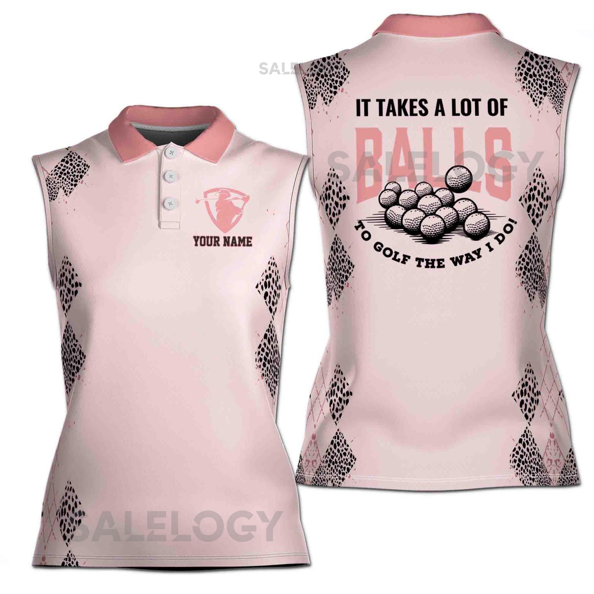 Personalized Women's Sleeveless Golf Polo Funny Golfer Team Shirt_602