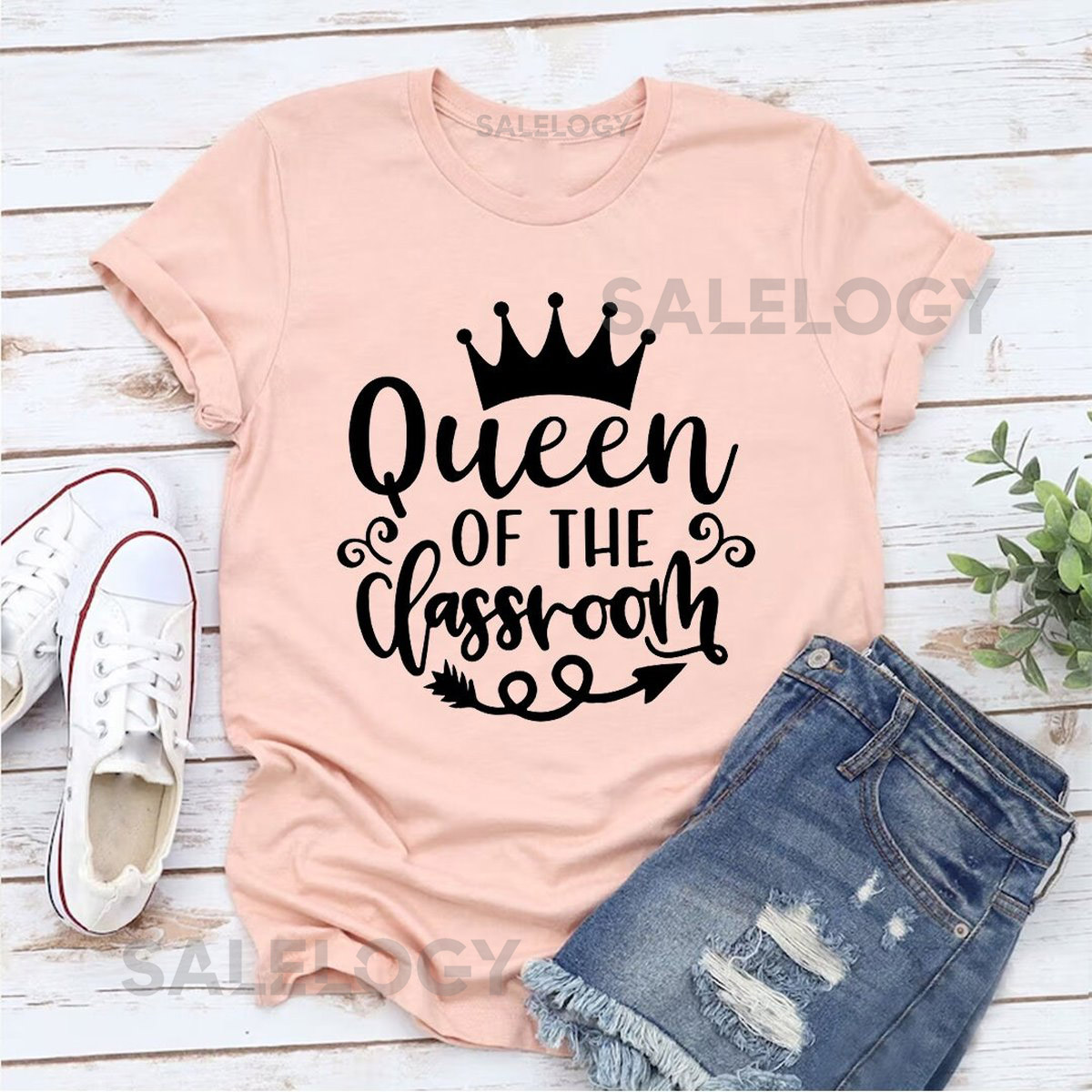 Queen of the Classroom T-Shirt - Customized Graphic Girls Tee - Gift For Teacher's Day - Teacher Appreciation Tee - Classroom Authority_852