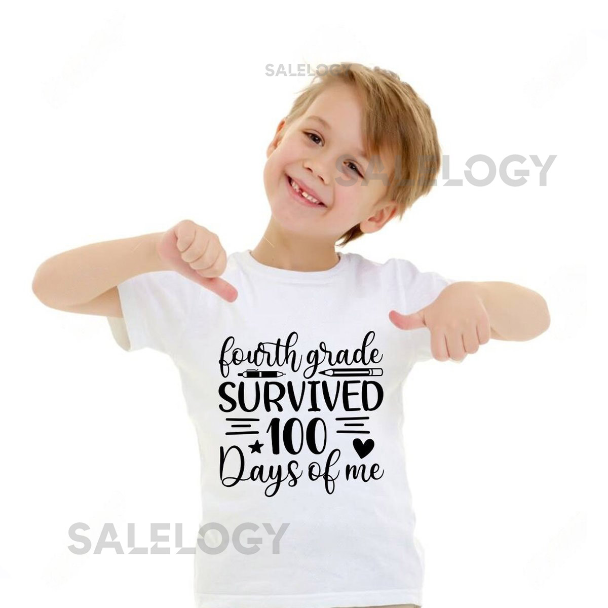 Fourth Grade Survived 100 Days of Me T-Shirt -Customized Graphic Unisex Tee -School Life-Milestone Tee -Educational Journey-Celebratory Wear_342