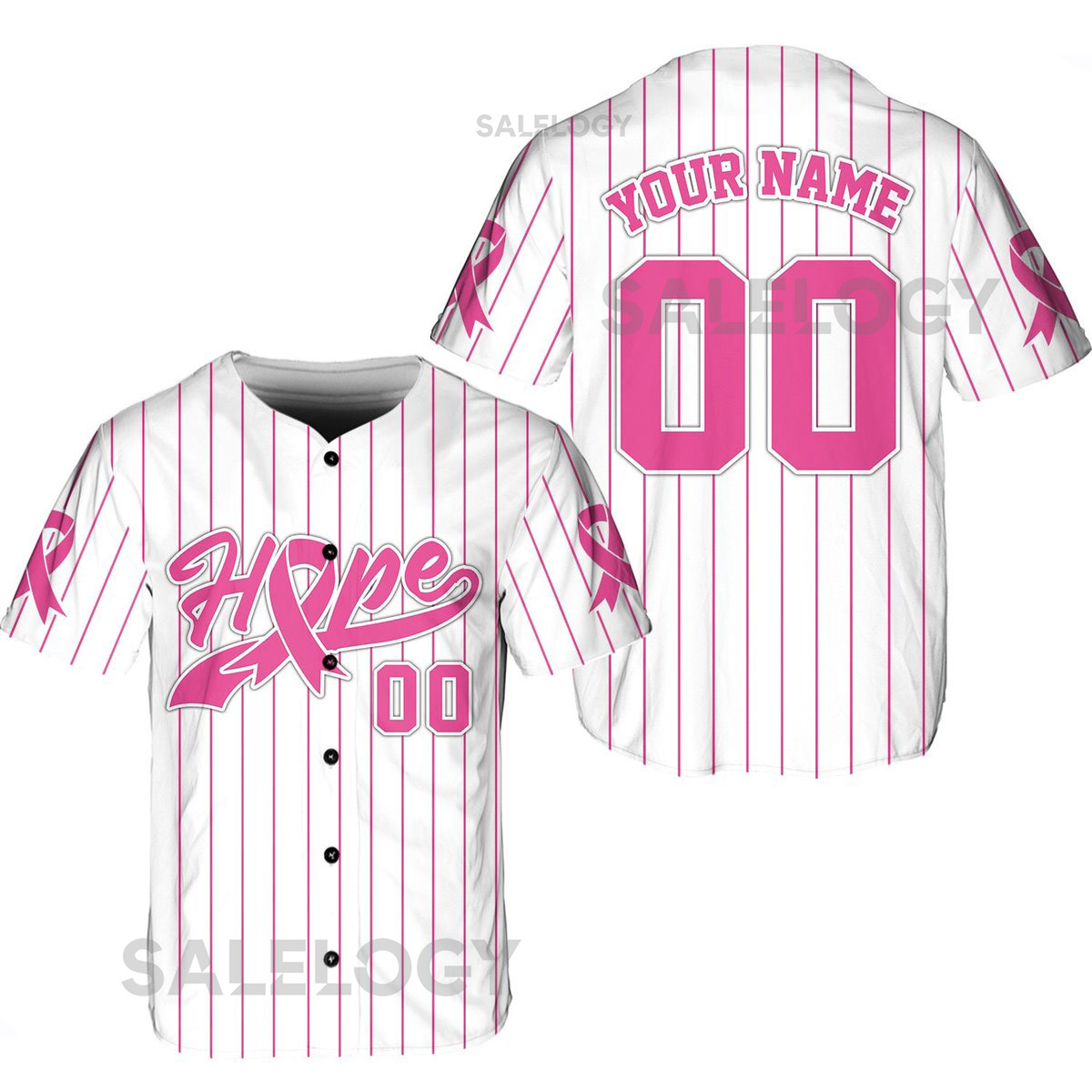 Personalized Hope Breast Cancer Team Name And Number Baseball Jersey Custom Pink Ribbon Baseball Jersey Shirt Breast Cancer Warrior Jersey_160