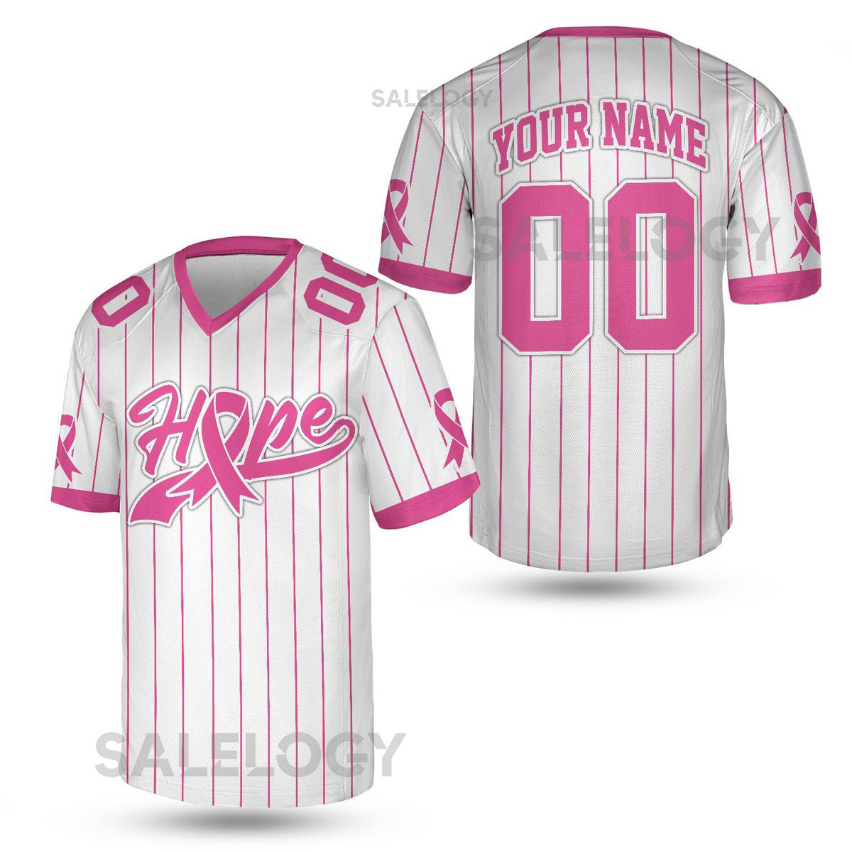 Personalized Hope Breast Cancer Team Name And Number Football Jersey Custom Pink Ribbon Football Jersey Shirt Breast Cancer Warrior Jersey_12