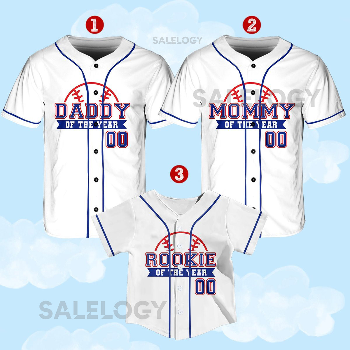 Personalized Mommy Daddy Of the Year Baseball Jersey Custom Name Number Shirt Rookie Of The Year Jersey Family Matching Outfits_287
