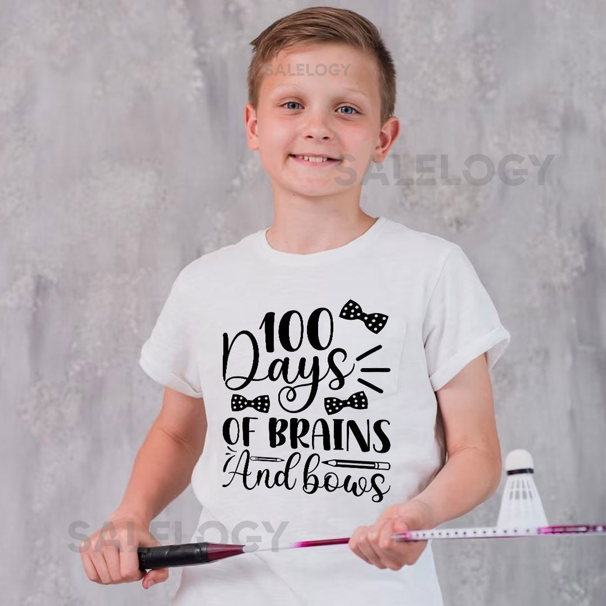 100 Days Of Brains Bows T-Shirt - Customized Graphic Unisex Tee - School Memories - School Journey - Academic Milestone - Milestone Tee_1