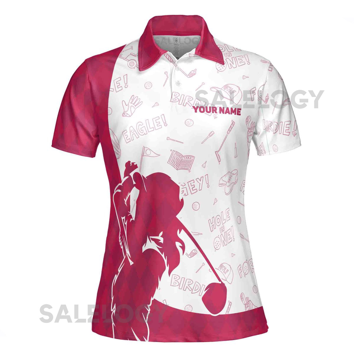 Custom Name Flamingo Golf Polo Shirt Pink Argyle Women39s Polo S-5XL_81