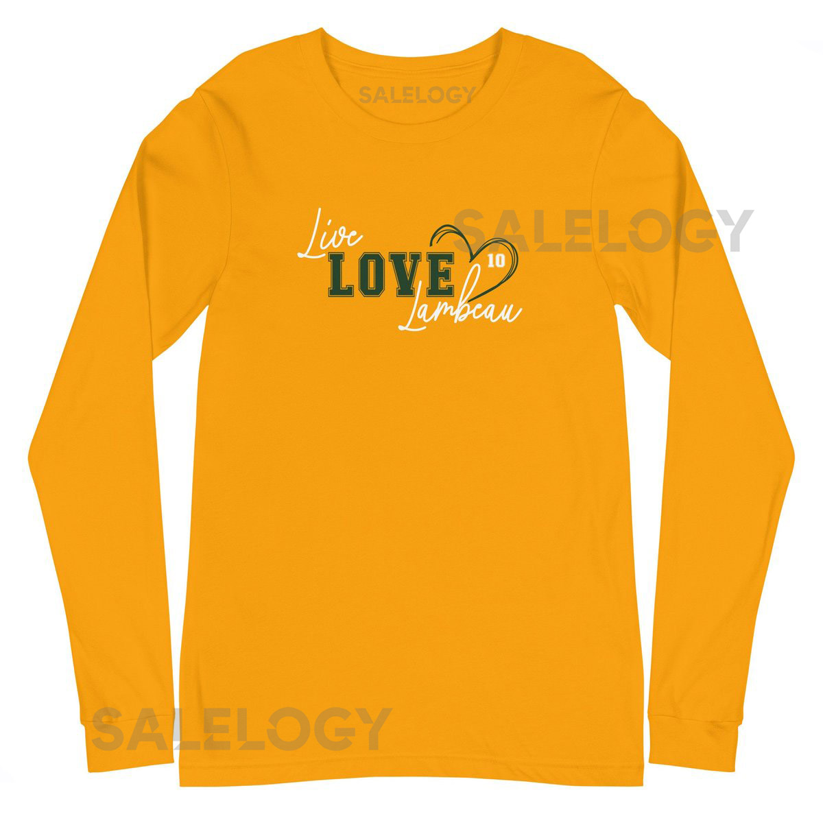 Live Love Lambeau Number 10 Heart Script Green Unisex t-shirt Bella Canvas Jordan Love Green Bay Packers Go Pack Go_577