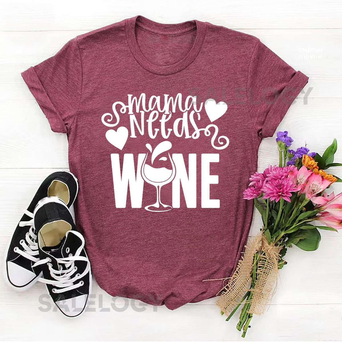 Mama Needs Wine T-Shirt - Customized Graphic Tee - Gift For Moms - Wine Lover Tee - Wine Lifestyle - Morning Drink - Mom's Essentials_675