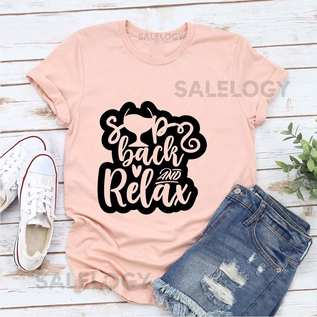 Sip Back and Relax T-Shirt - Customized Graphic Unisex Tee - Relaxation Time - Calm Moments - Unwind - Wine Lover - Wine Party -Comfort Wear_914