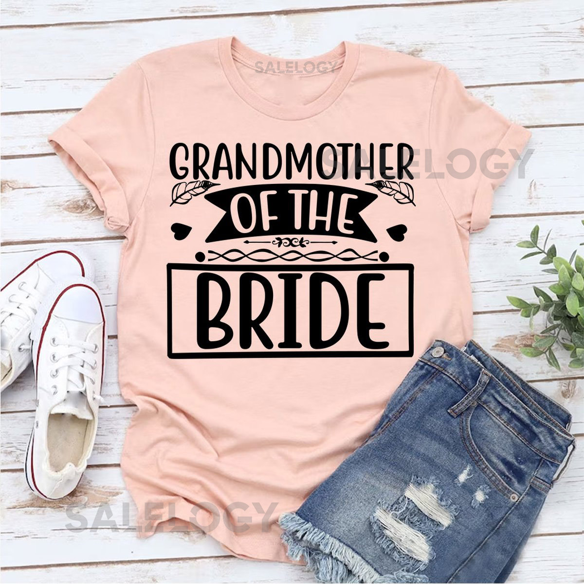 Grandmother of the Bride T-Shirt -Customized Graphic Women Tee -Casual Wear Wedding Vibes -Family Love -Wedding Memories-Grandmother's Love_380