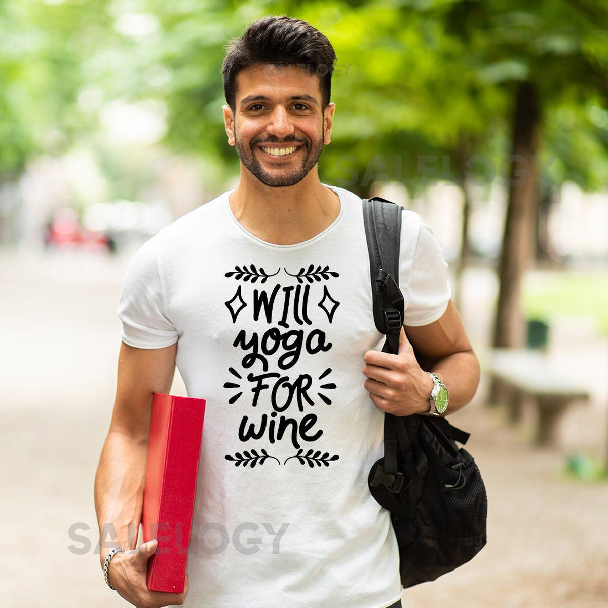 Will Yoga For Wine T-Shirt - Customized Graphic Unisex Tee - Daily Rituals - Wine Dine - Unwind -Wine Lover - Wine Party - Wine Culture_1202