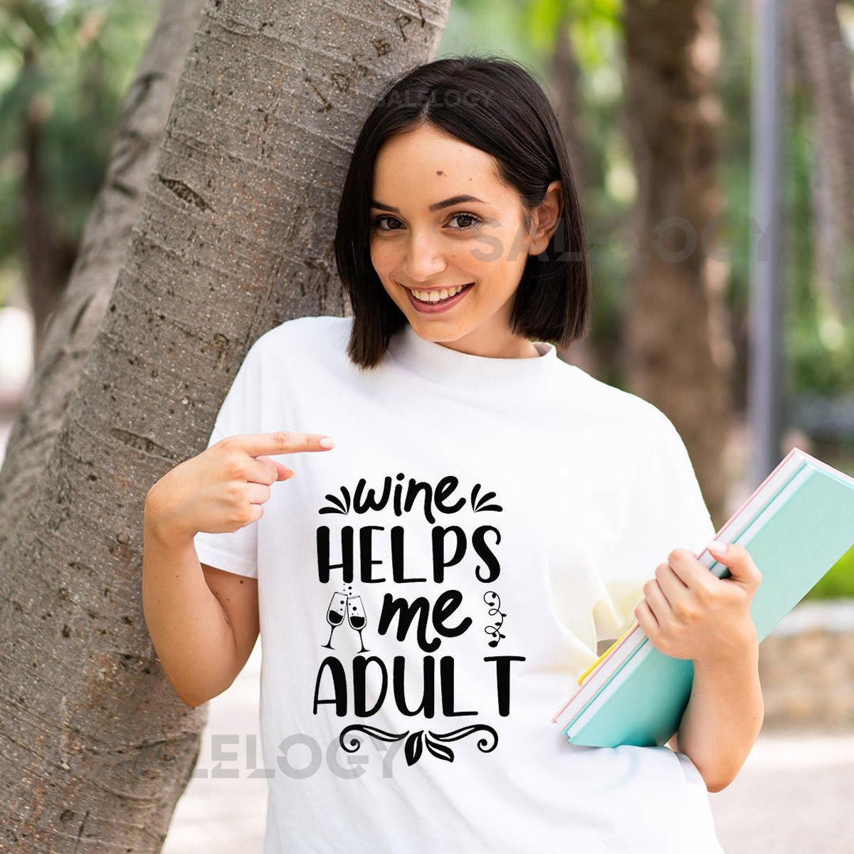 Wine Helps Me Adult T-Shirt - Customized Graphic Unisex Tee Simple Pleasures - Challenging Times - Wine Lover - Wine Party - Adulting_1217