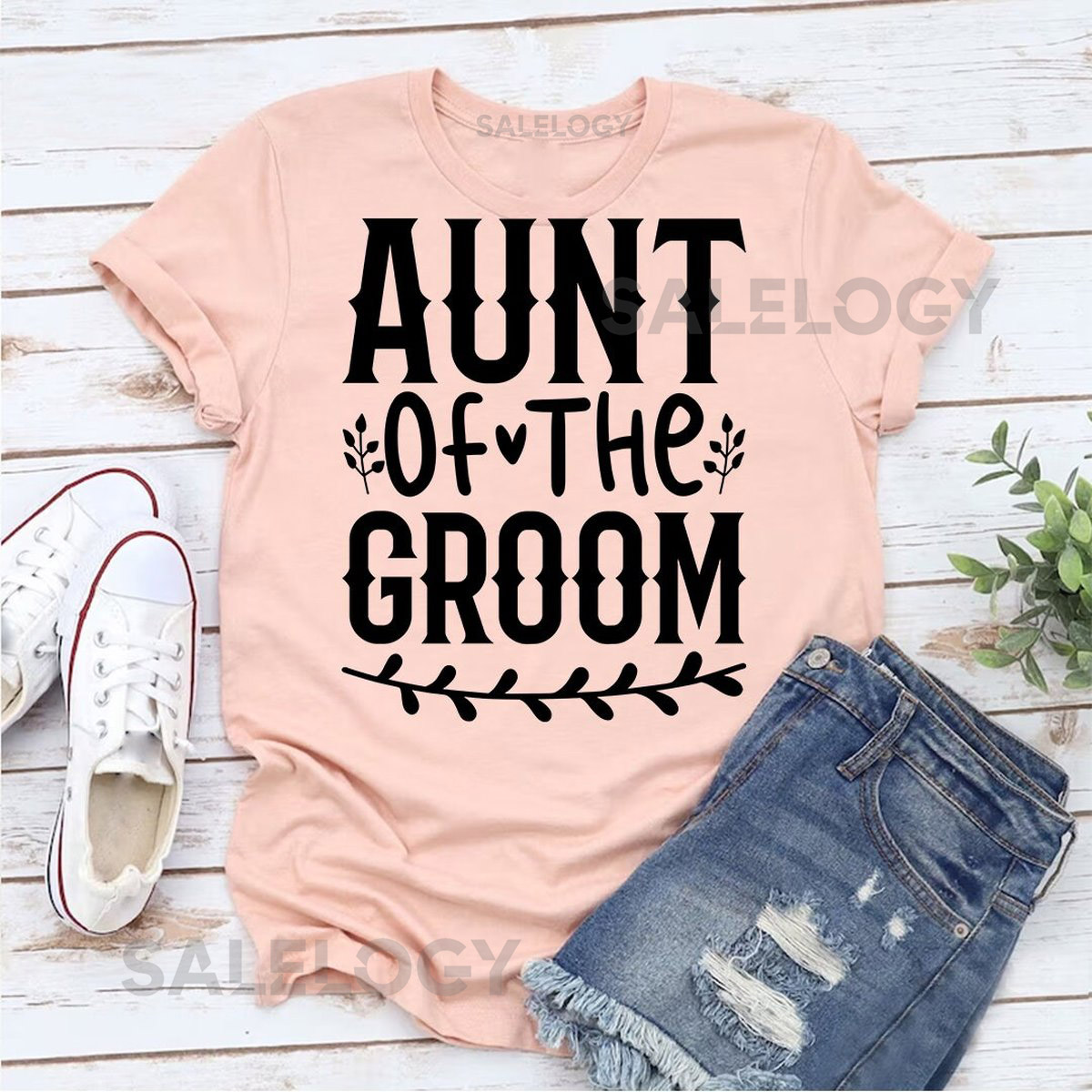 Aunt of the Groom T-Shirt - Customized Graphic Women Tee - Casual Wear - Wedding Vibes - Family Love -Special Wedding Role Tee_49