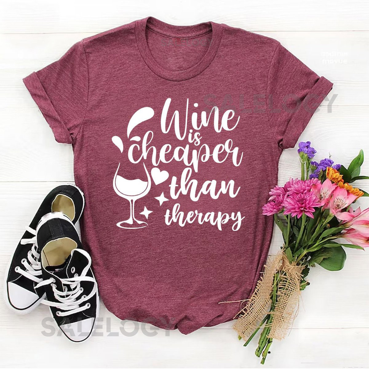 Wine Is Cheaper Than Therapy T-Shirt - Customized Graphic Unisex Tee - Relaxation Time - Calm Moments - Therapy - Wine Lover - Wine Party_1219