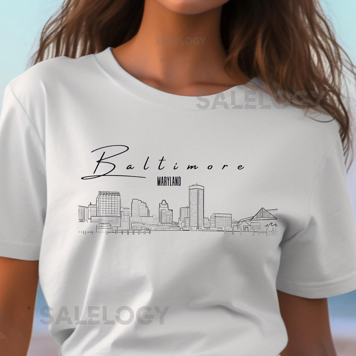 Baltimore Skyline tshirt Hand-Drawn gifts Perfect Gift for Maryland Lovers_122