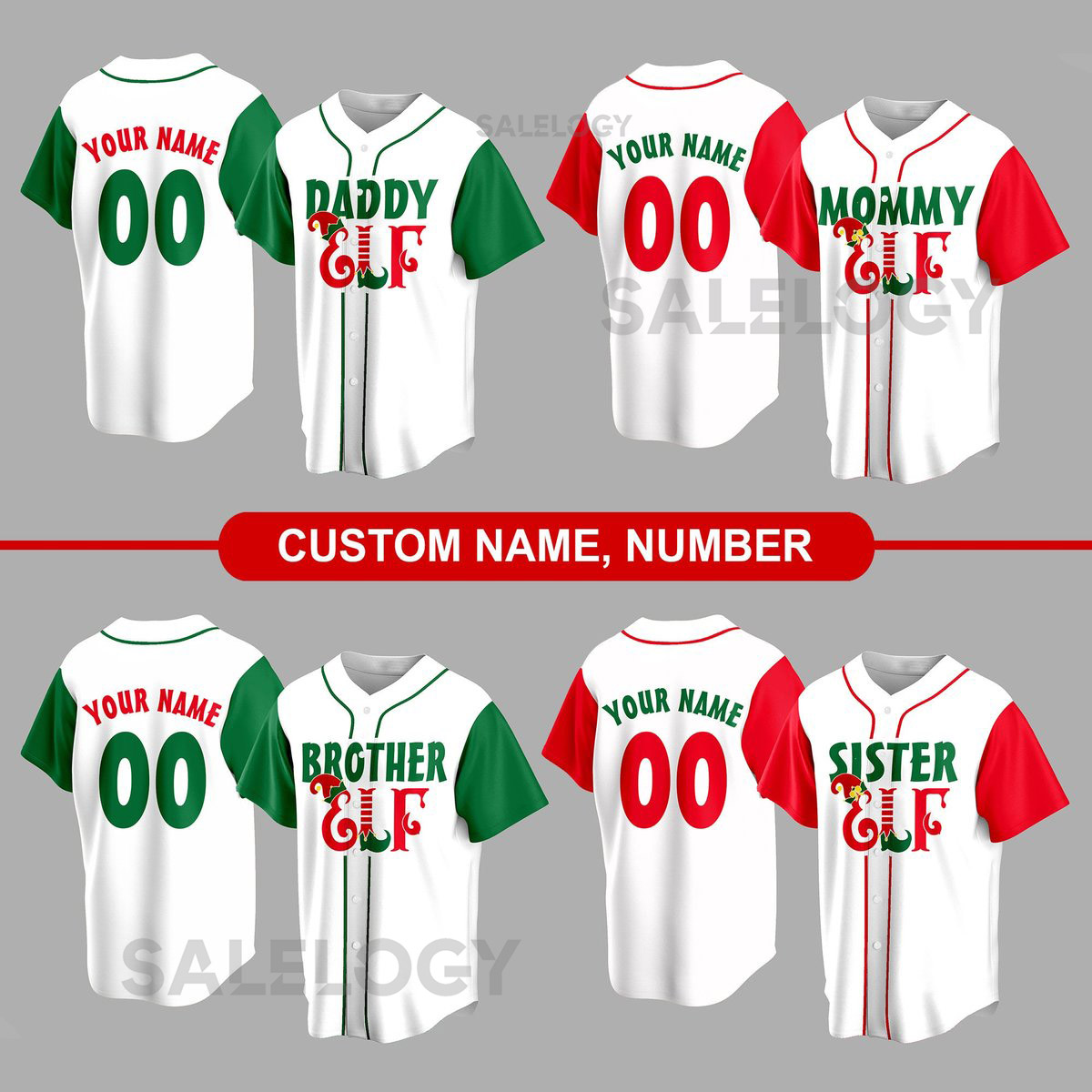 Personalized Family ELF Name And Number Baseball Jersey Custom Christmas Baseball Jersey Christmas Elf Jersey Gift For Family Matching_89
