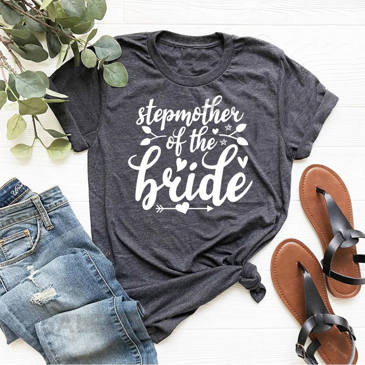 Stepmother of the Bride T-Shirt - Customized Graphic Women Tee - Casual Wear - Wedding Celebrations-Blended Family -Special Wedding Role Tee_958