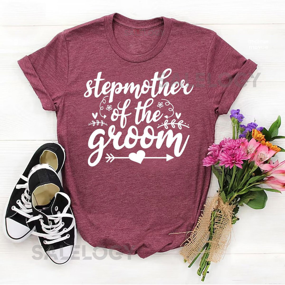Stepmother of the Groom T-Shirt - Customized Graphic Women Tee - Casual Wear - Wedding Celebrations- Blended Family-Special Wedding Role Tee_961