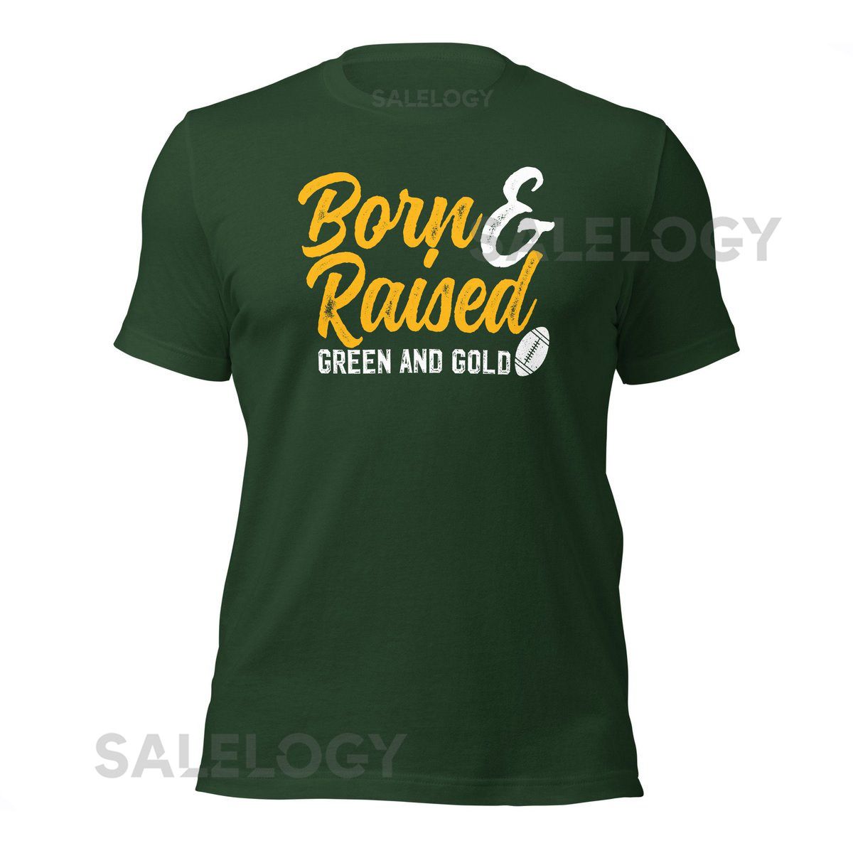 Born and Raised Green and Gold Unisex Bella Canvas T Shirt Green Bay Packers Go Pack Go Boutique T-shirt_39