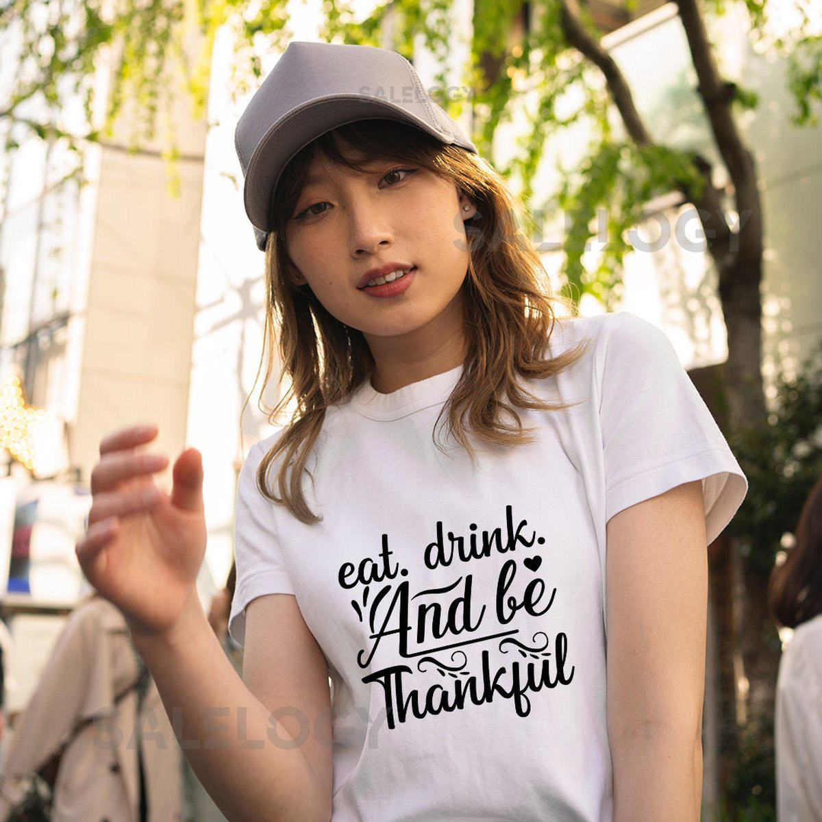 Eat Drink Be Thankful T-Shirt - Customized Graphic Unisex Tee - Wine Lover - Grateful Heart - Thankfulness - Gratitude - Positive Mind_256