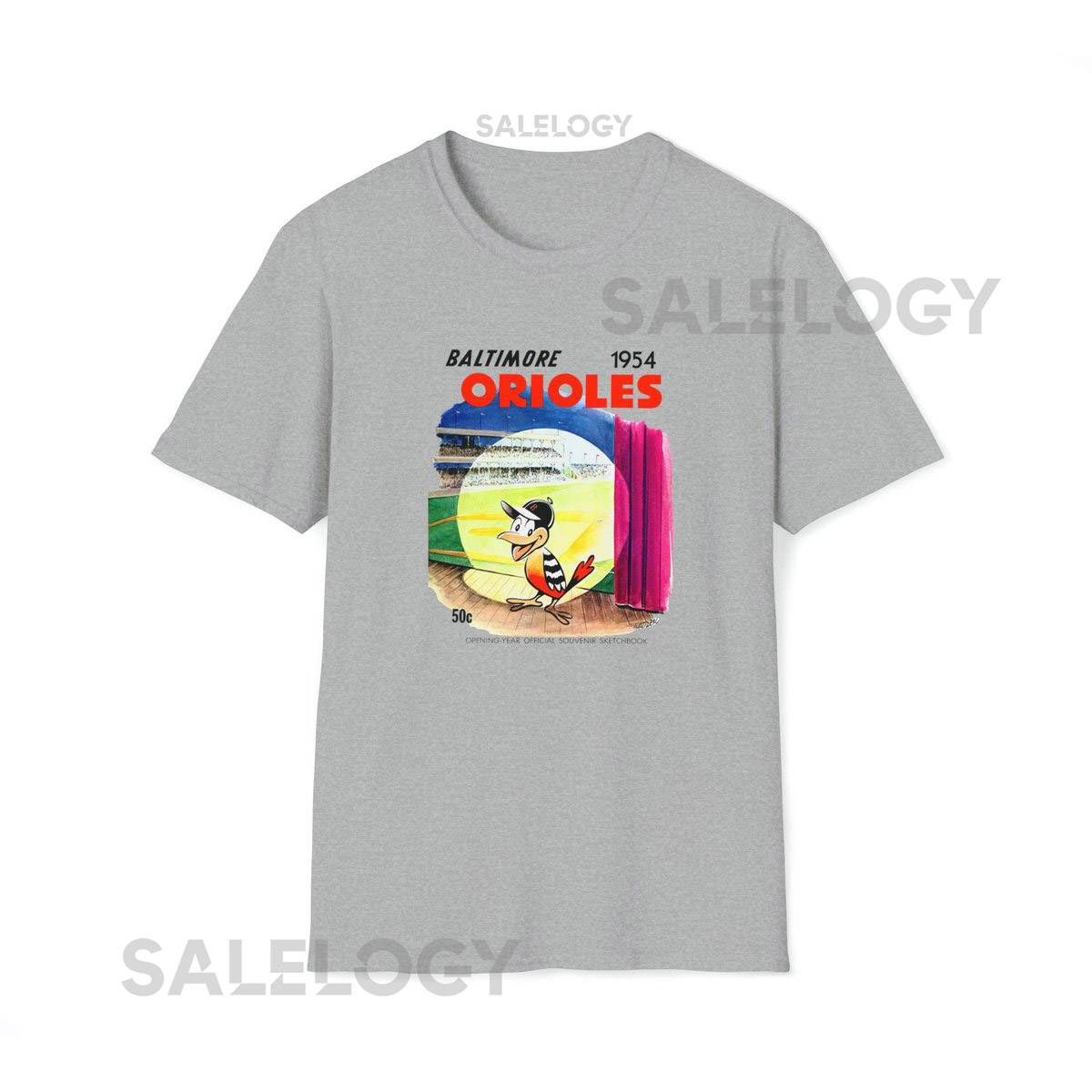 1954 Vintage Baltimore Orioles Sketchbook - Opening Year - Softstyle T-Shirt_2