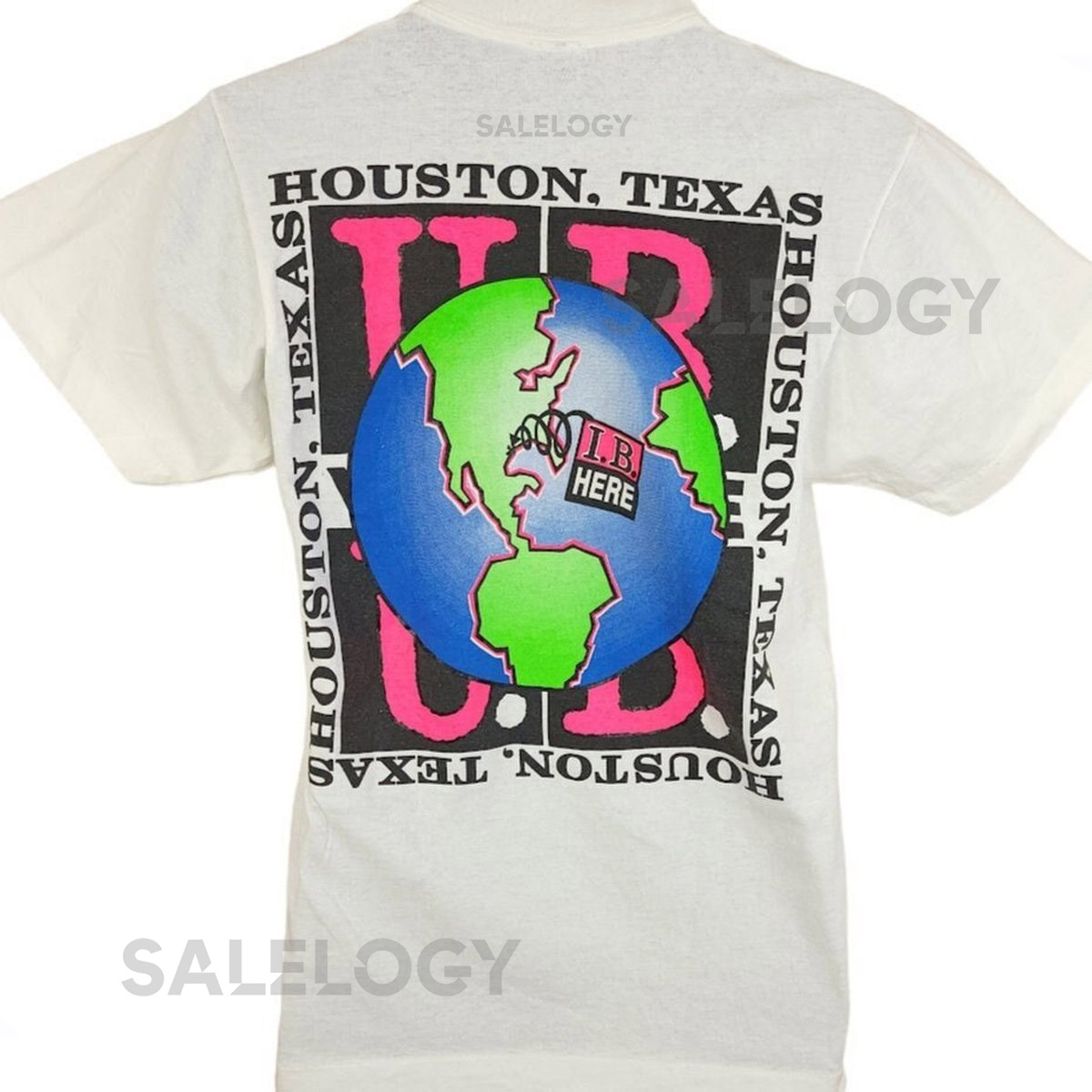 Houston Texas T Shirt Vintage 90s UB Where UB World Globe Made In USA Mens Size_369