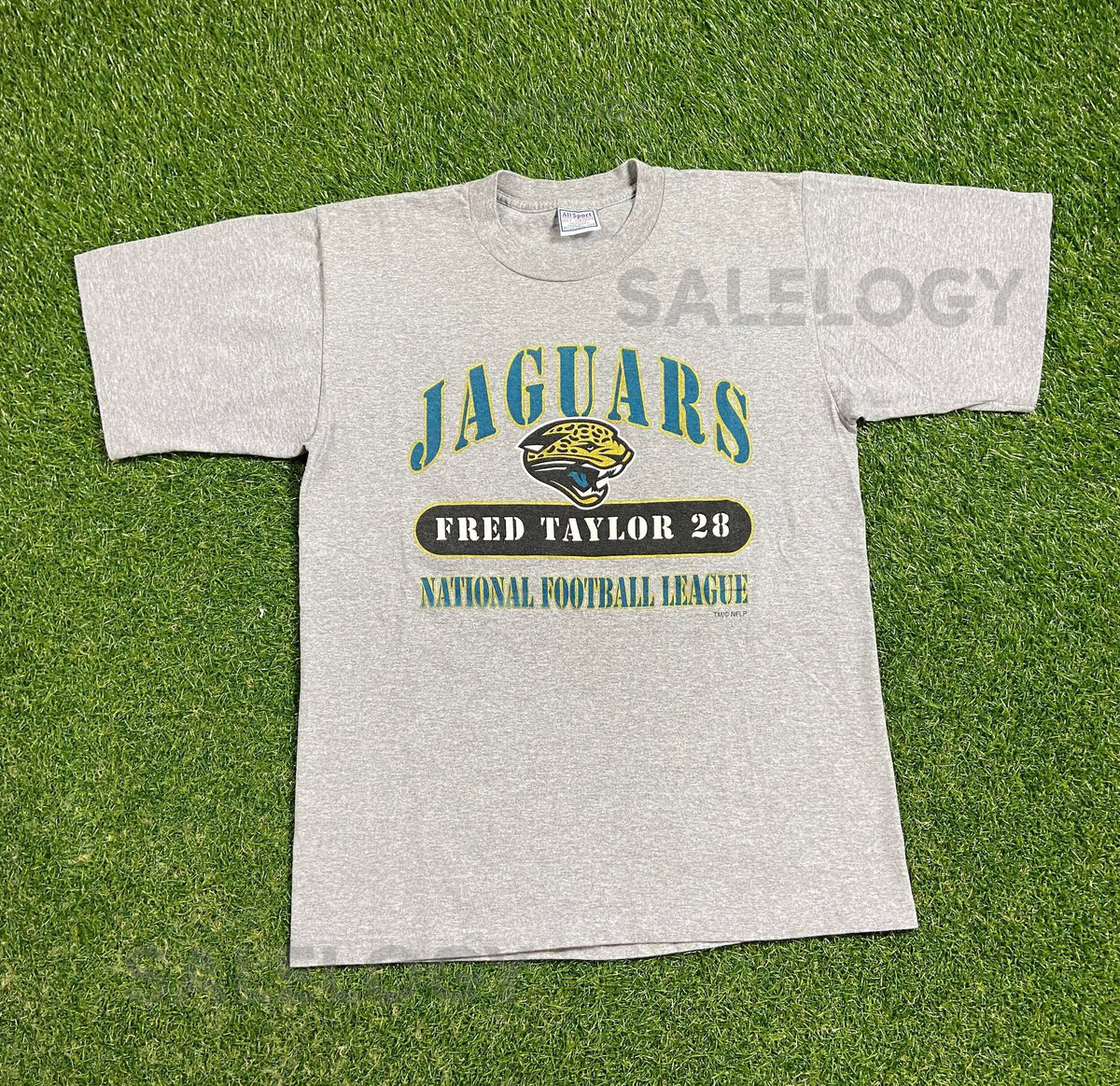 Vintage Jacksonville Jaguars 28 Fred Taylor T Shirt Tee Made USA Size Large L NFL Football Jax Florida 1990_1006
