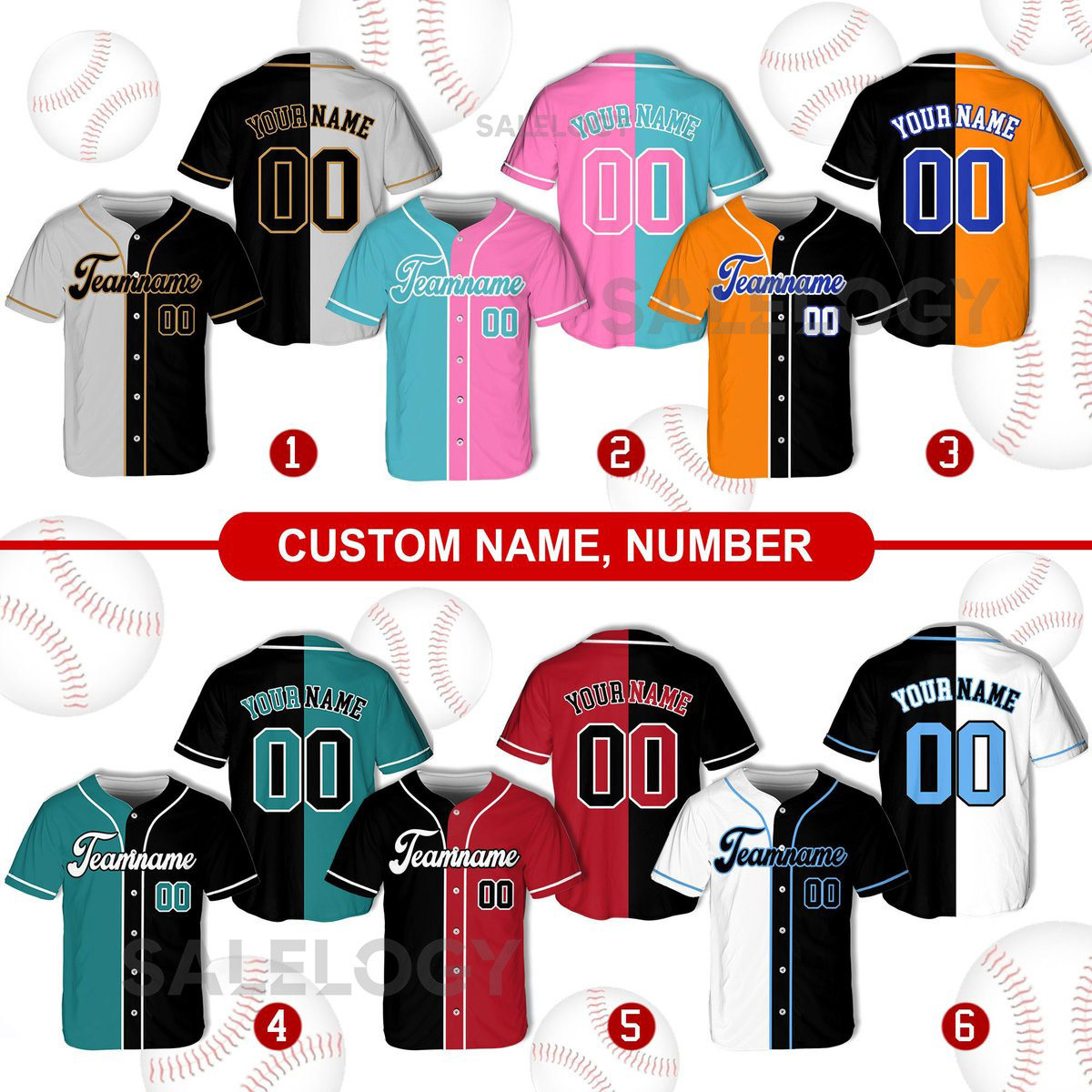 Personalized Split Team Name And Number Baseball Jersey Custom Baseball Jersey Shirt Baseball Jersey Uniform For Baseball Fans Lovers_358