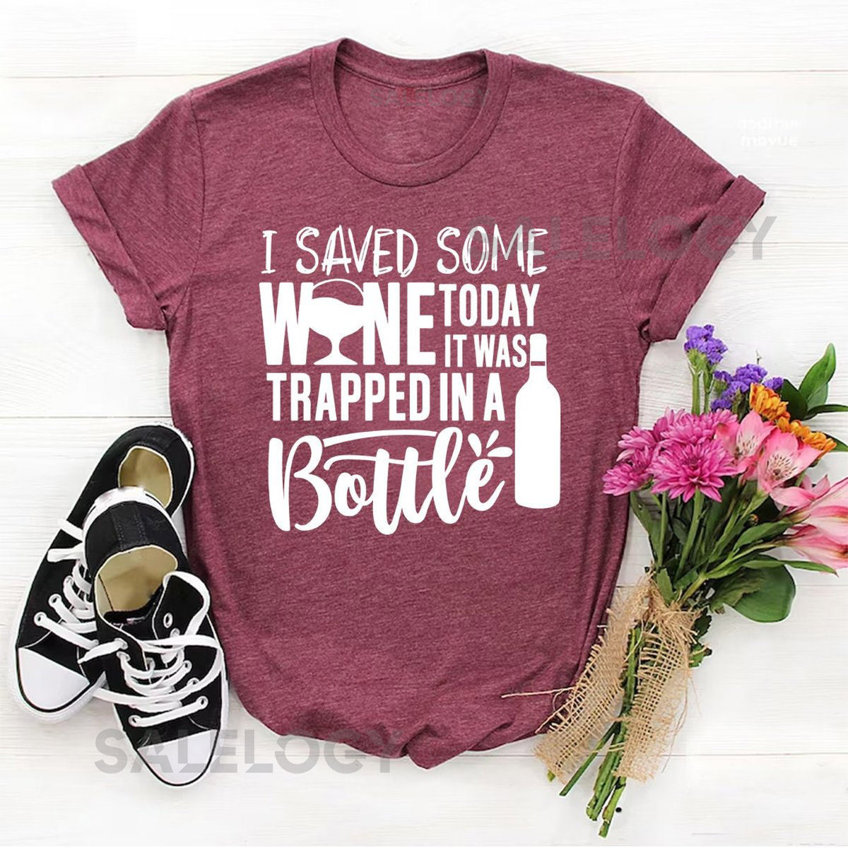 I Saved Some Wine Today It Was Trapped in the Bottle T-Shirt - Customized Graphic Unisex Tee - Wine Lover Tee - Wine Celebrations_531