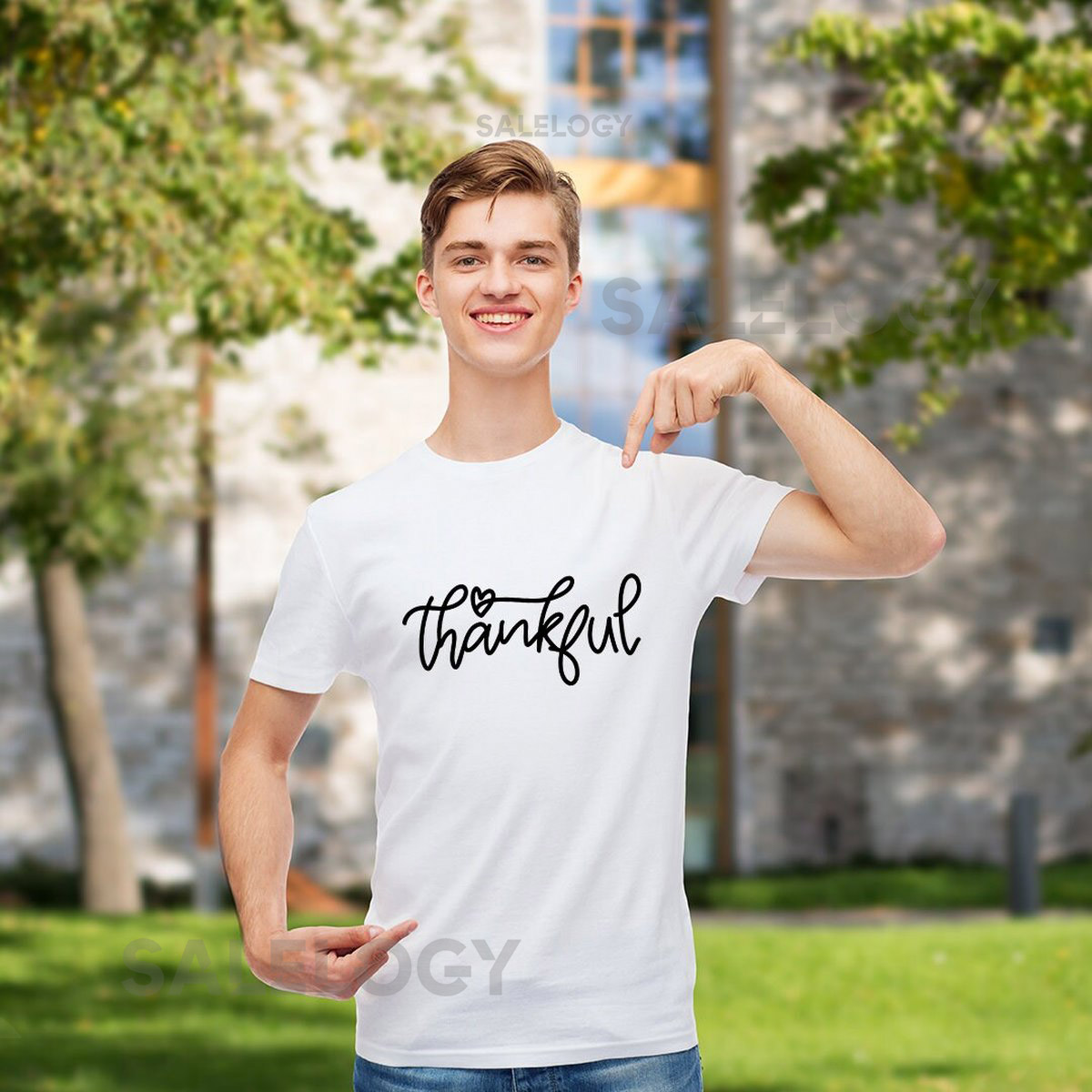Thankful T-Shirt - Customized Graphic Unisex Tee - Positive Mind - Grateful Heart - Thankfulness - Gratitude_1056