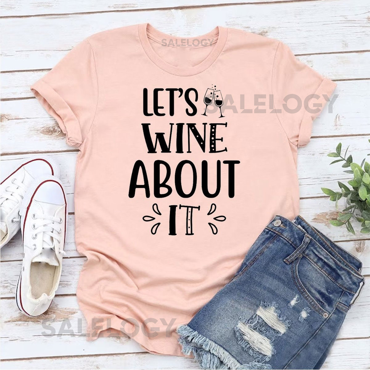 Let's Wine About It T-Shirt - Customized Graphic Unisex Tee - Wine O'clock Tee - Wine Themed Shirt - Gift For Wine Lovers -Wine Humor Tee_639