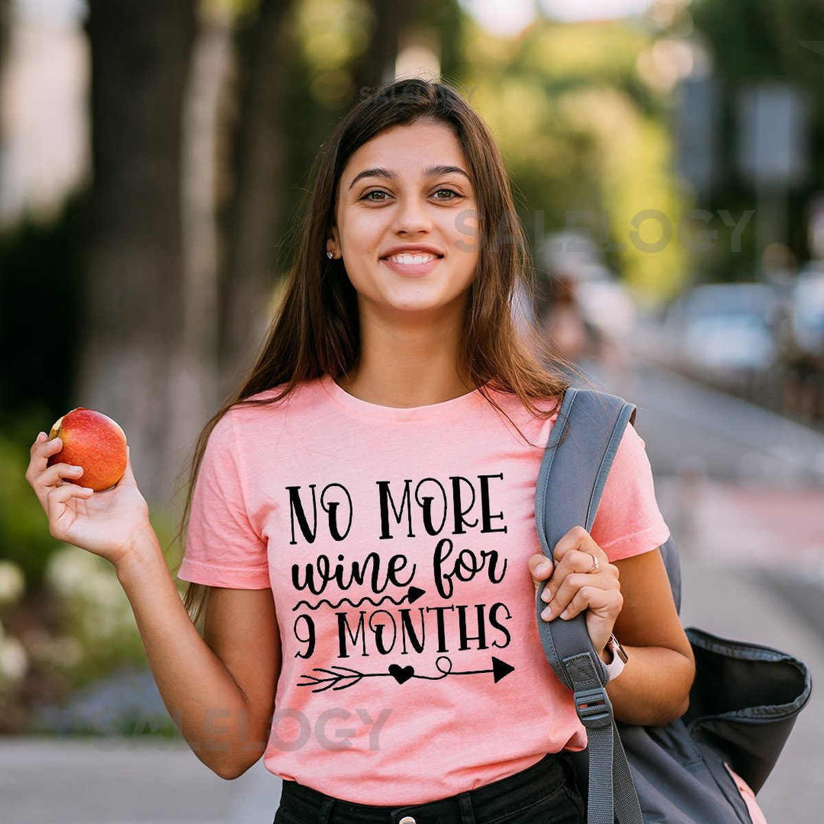 No More Wine for 9 Months T-Shirt - Customized Graphic Women Tee - Pregnancy Announcement -Raise A Glass - Wine Lover Tee - Wine Party_756