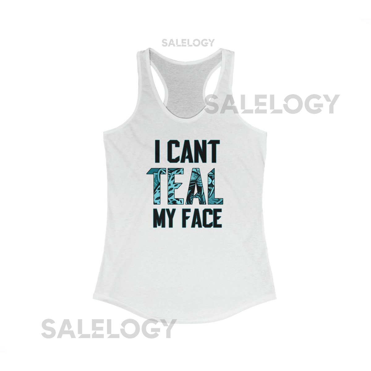 I Can't Teal My Face - Jacksonville Jaguars - Women's Ideal Racerbac_420