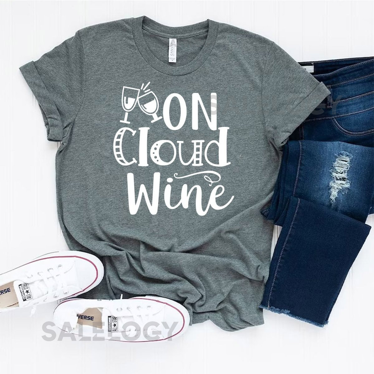 On Cloud Wine T-Shirt - Customized Graphic Unisex Tee - Wine Dine -Raise A Glass - Wine Lover - Wine Party - Wine Tasting - Wine Time_768