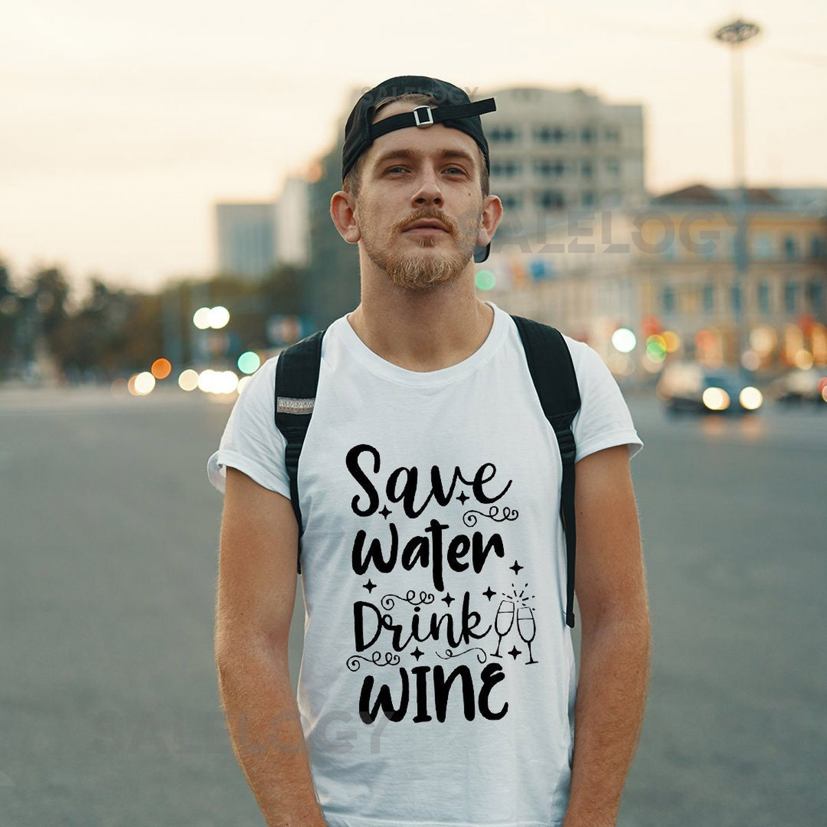 Save Water Drink Wine T-Shirt - Customized Graphic Unisex Tee - Sustainable Living - Environmental Awareness - Funny Sarcasm - Witty Humor_900