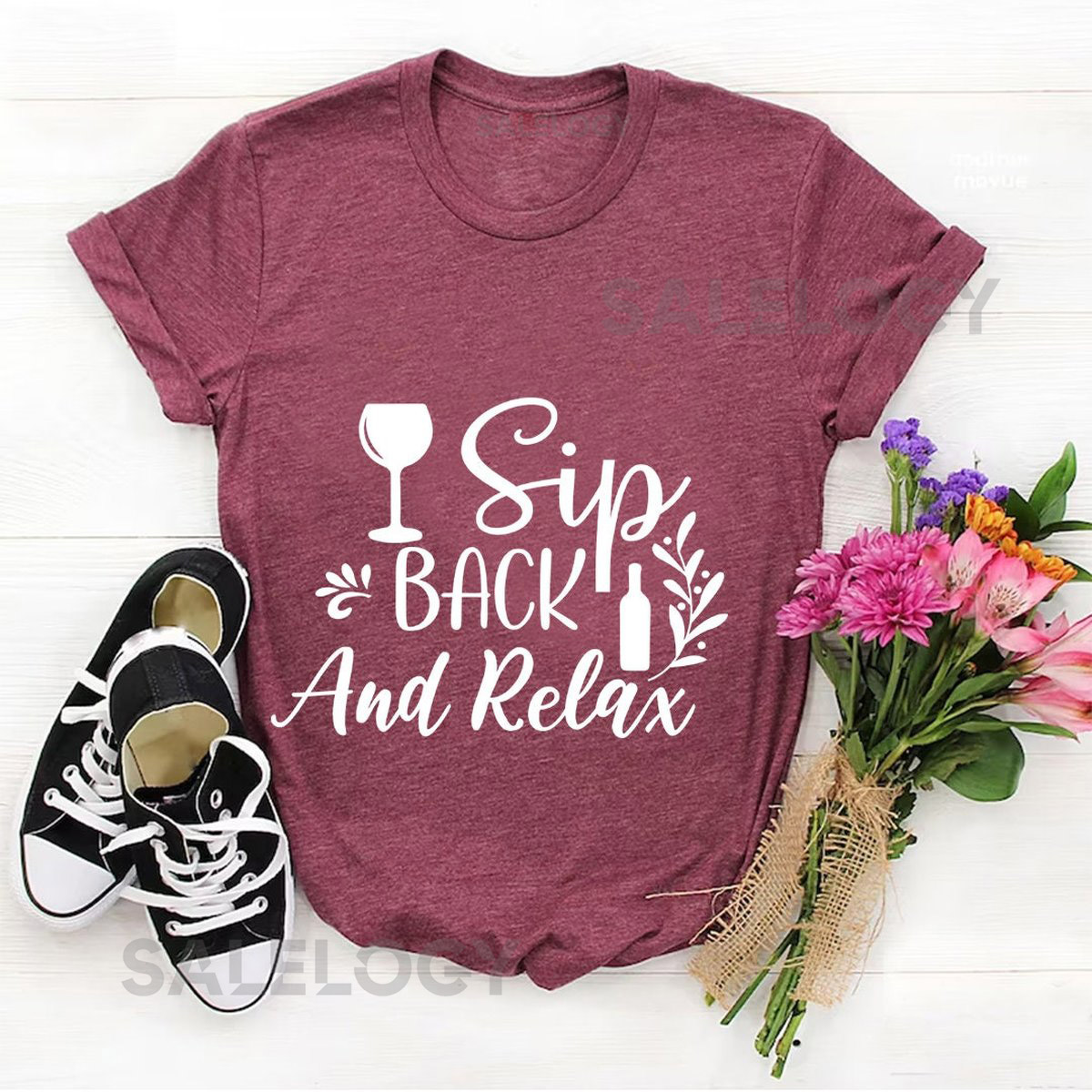 Sip Back and Relax T-Shirt - Customized Graphic Unisex Tee - Relaxation Time - Calm Moments - Unwind - Wine Lover - Wine Party -Comfort Wear_915