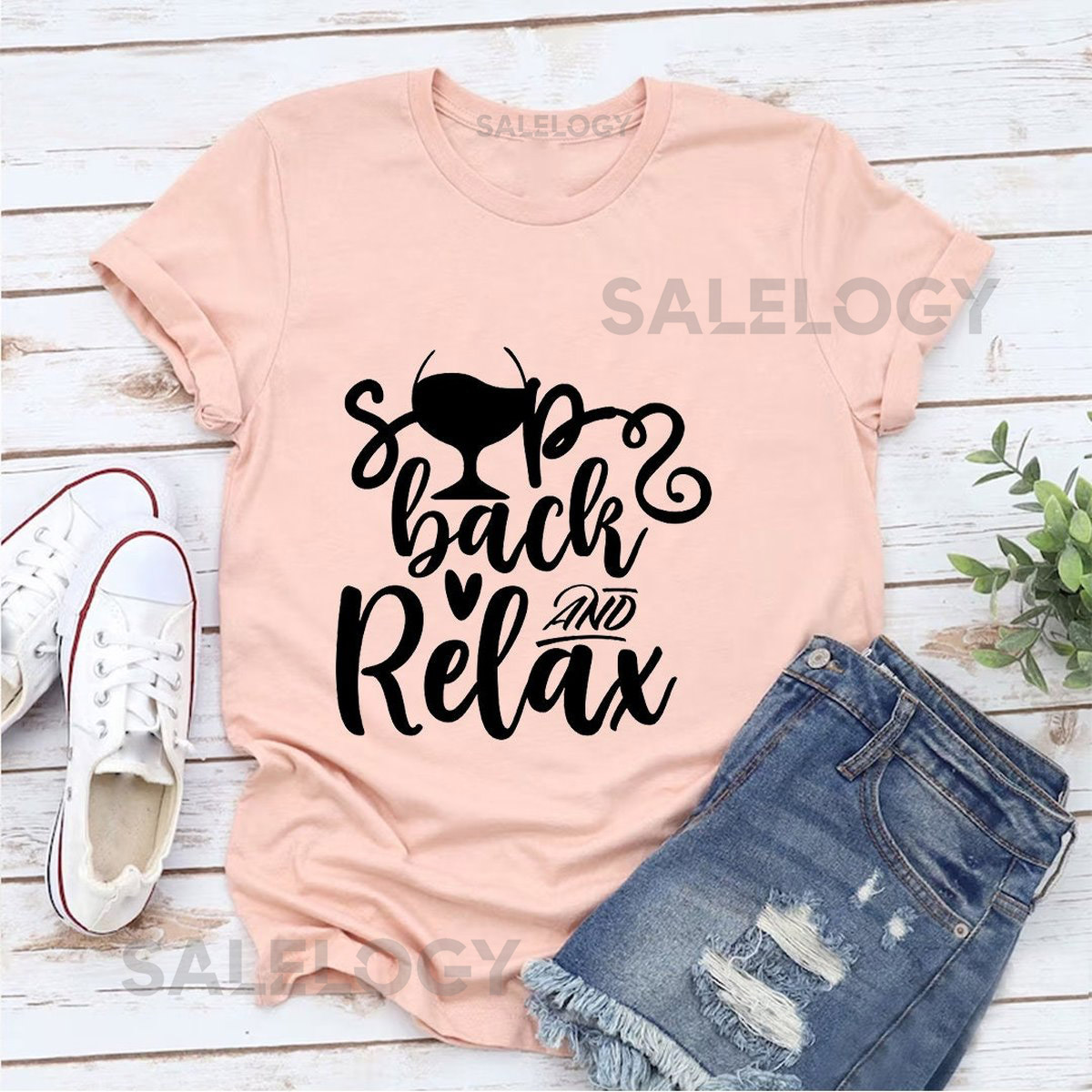 Sip Back and Relax T-Shirt - Customized Graphic Unisex Tee - Relaxation Time - Calm Moments - Unwind - Wine Lover - Wine Party -Comfort Wear_916
