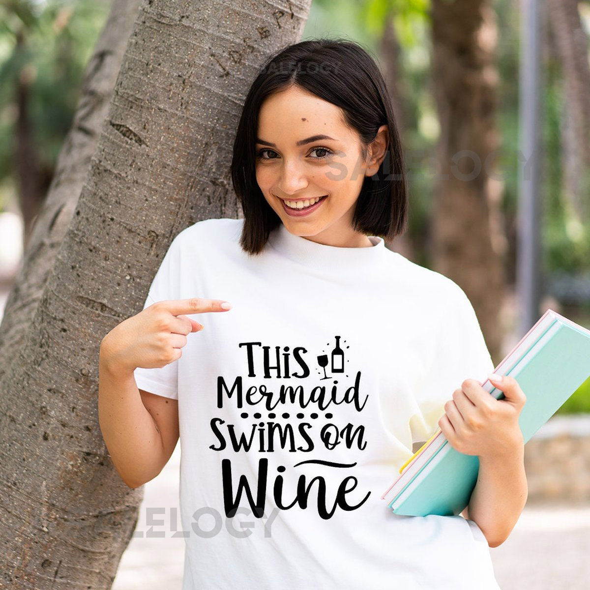 This Mermaid Swims on Wine T-Shirt - Customized Graphic Unisex Tee - Beach Wear -Raise A Glass - Wine Lover - Wine Party_1101