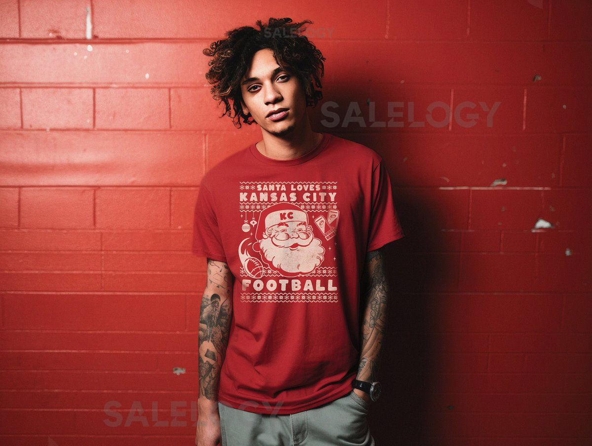 Christmas Kansas City Football Santa Loves Kansas City Football Shirt Unisex Sizing Comfort Colors_92