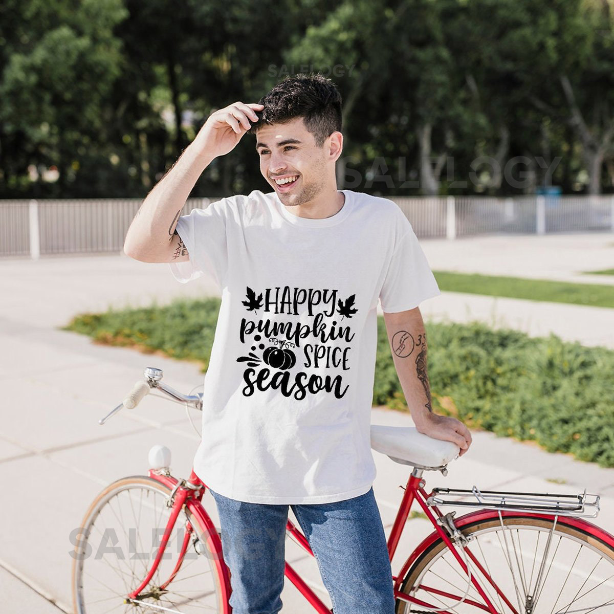 Happy Pumpkin Spice Season T-Shirt - Customized Graphic Unisex Tee - Fall Season - Chilly Nights - Fall Delights - Seasonal Joy_423